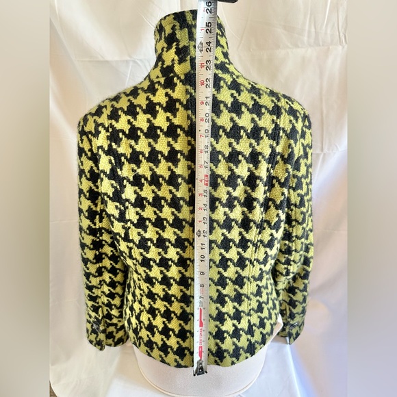 600 West Houndstooth Wool Jacket Coat Blazer Black Green Size 14 - Picture 11 of 13